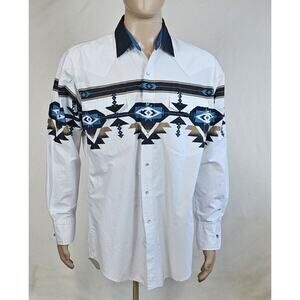 Cumberland Outfitters Shirt Sz L Aztec Western Pearl Snap Cowboy Retro 90s VTNG